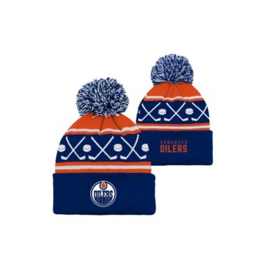 NHL, Zimná, čiapka, FACE, OFF, CUFF, POM, EDMONTON, OILERS, JR, detská